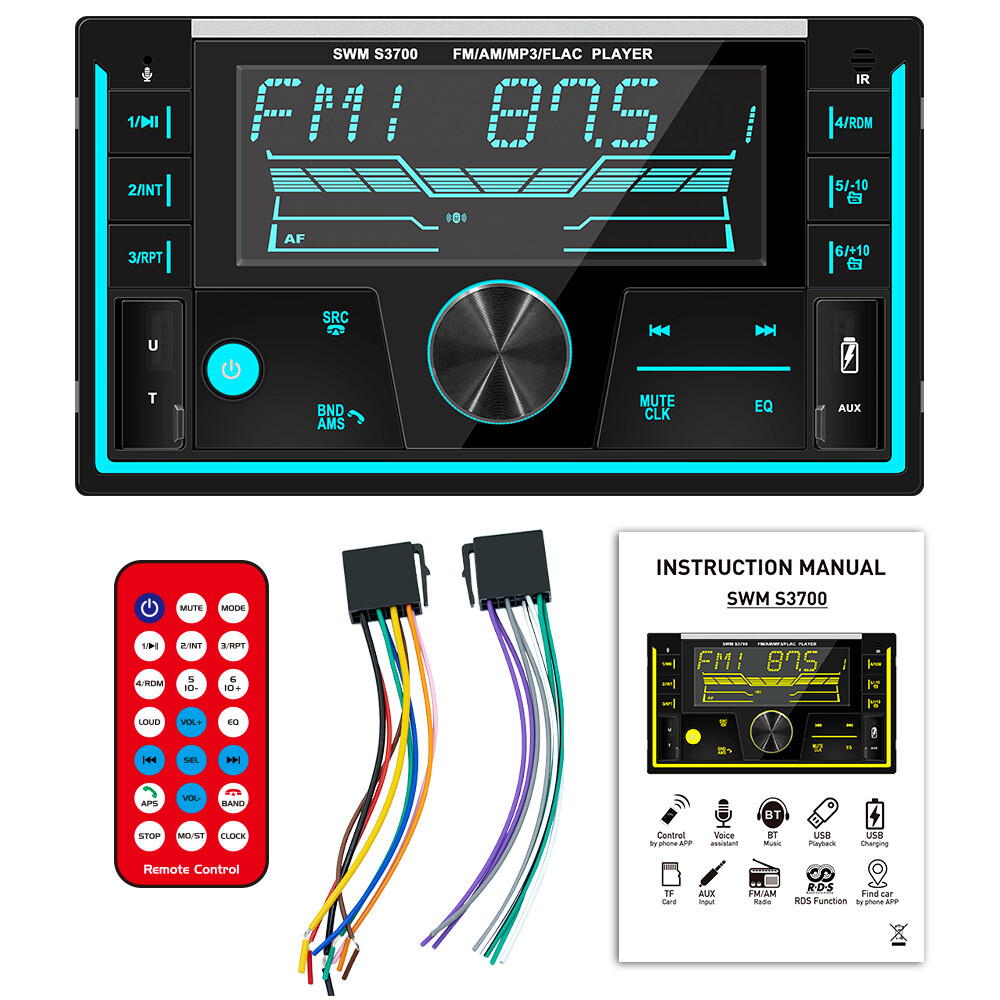 USB AUX TF Card In-put 12V 2Din Car Stereo Radio MP3 BT Hands-free Player