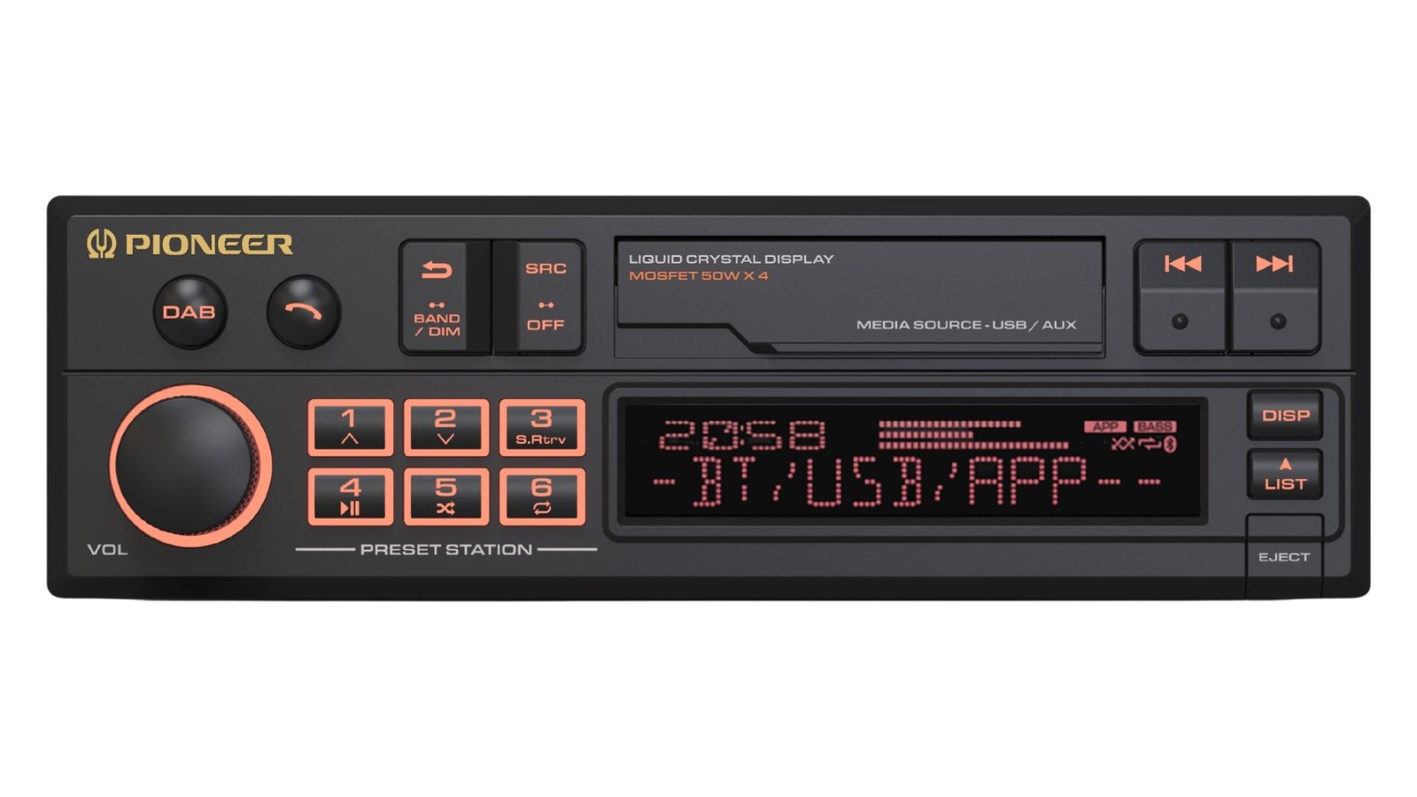Pioneer SXT-C10PS DAB+ Bluetooth 1-DIN Retro Car Stereo Tape Deck Style Head Uni