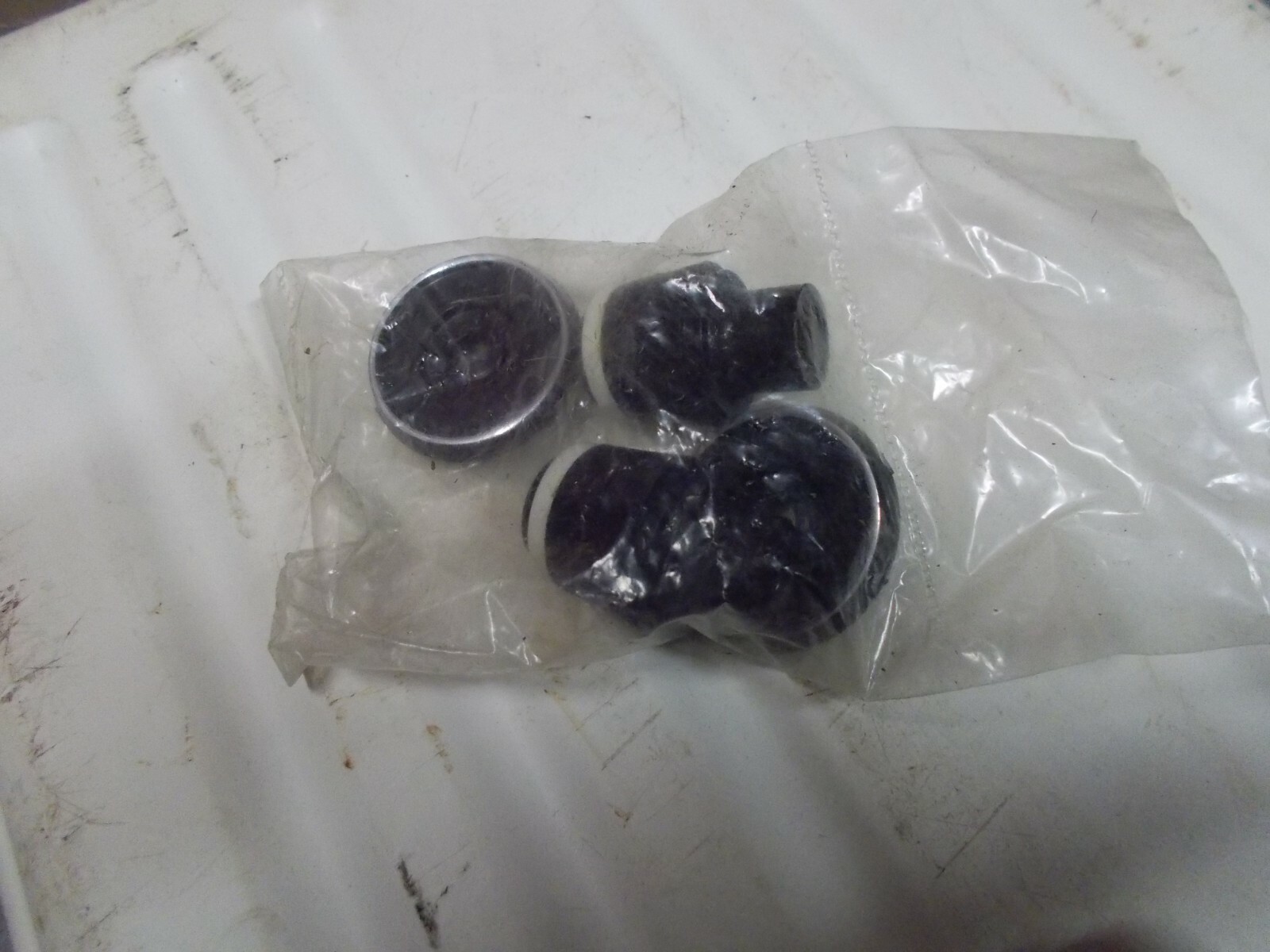 Vintage black white Radio Stereo Knobs 60,s 70,s D shaft VW Chevy Dodge 5 sets