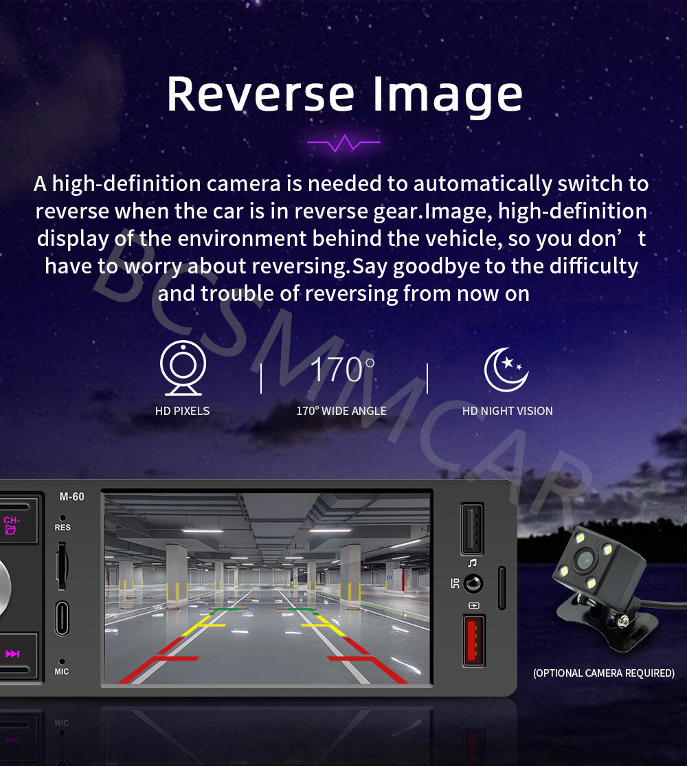 Single Din Car Stereo Radio 4.1in Touch Screen For CarPlay Android Auto BT AUX