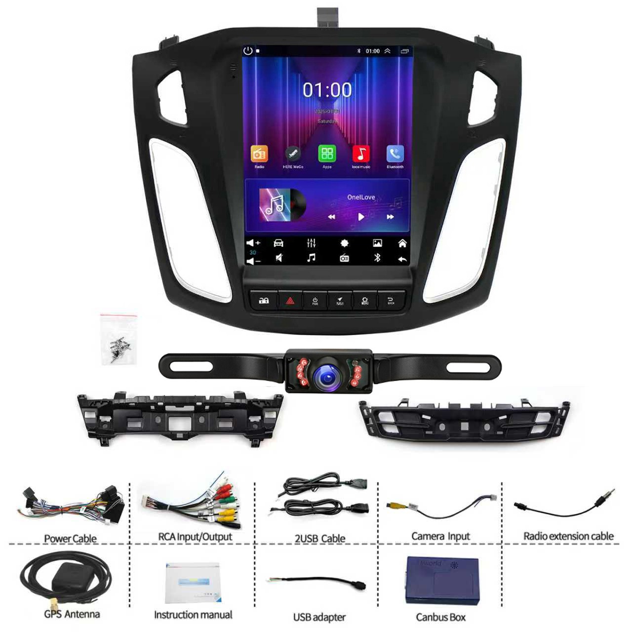 Car Apple Carplay Radio For Ford Focus 2012-2018 Android 11 GPS Stereo +Camera