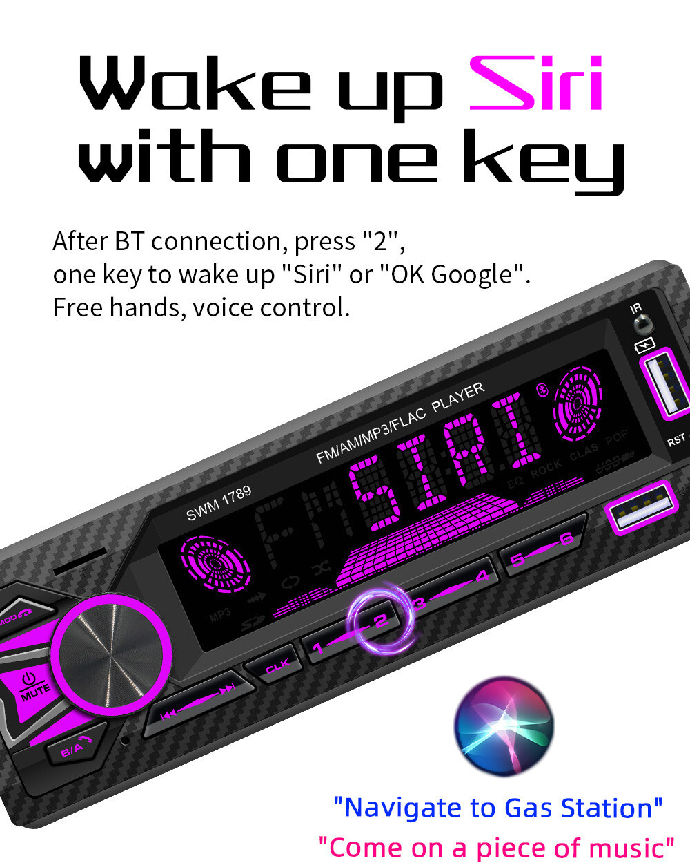 Single Din Car Radio Stereo Bluetooth MP3 Player FM/AM USB/TF/AUX In Head Unit