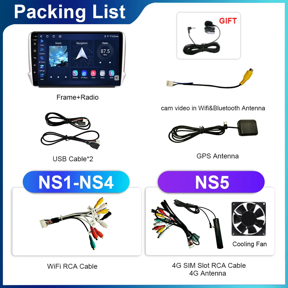 Carplay Car Radio For Peugeot 2008 208 2014-2018 Android Stereo Navi GPS Video