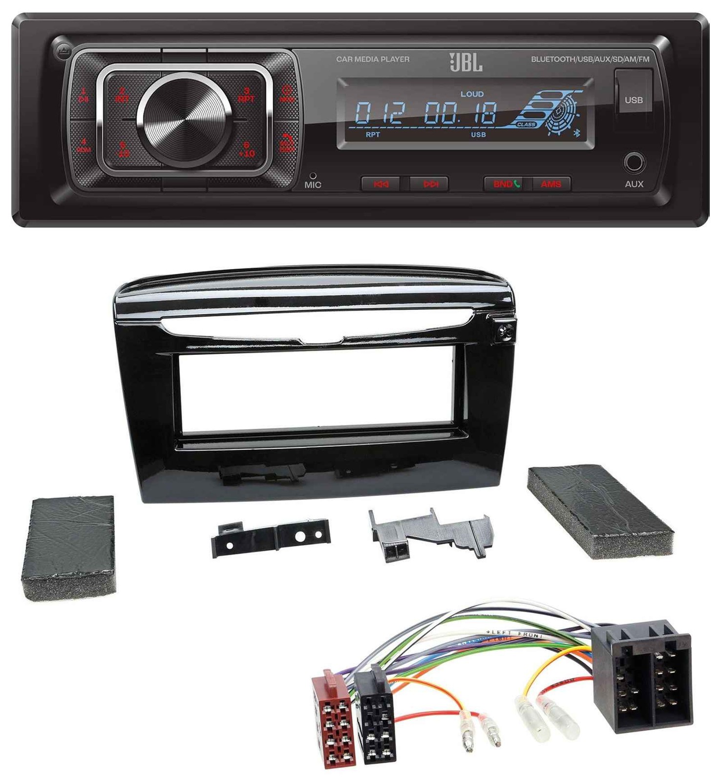 JBL SD Aux MP3 USB Bluetooth Car Stereo for Lancia Y from 12 Gloss Black