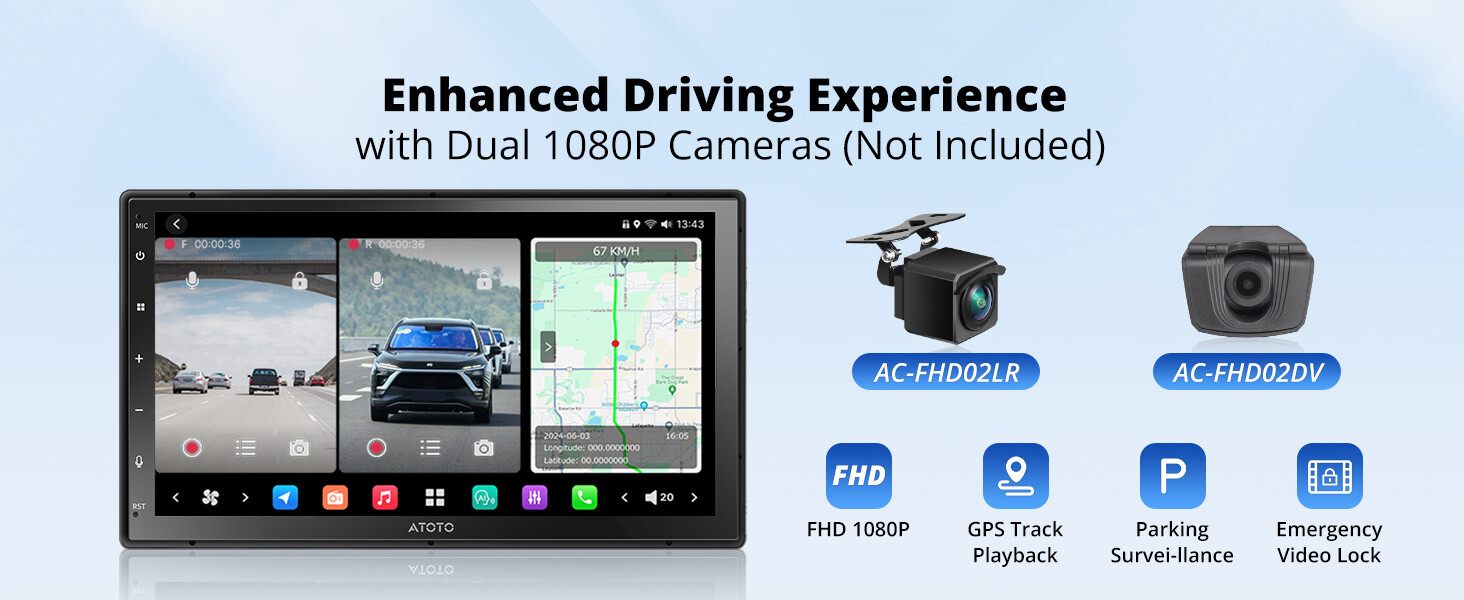 Wireless CarPlay/Android Auto Car Stereo 7″ QLED HD Touchscreen GPS, Wi-Fi 8+128