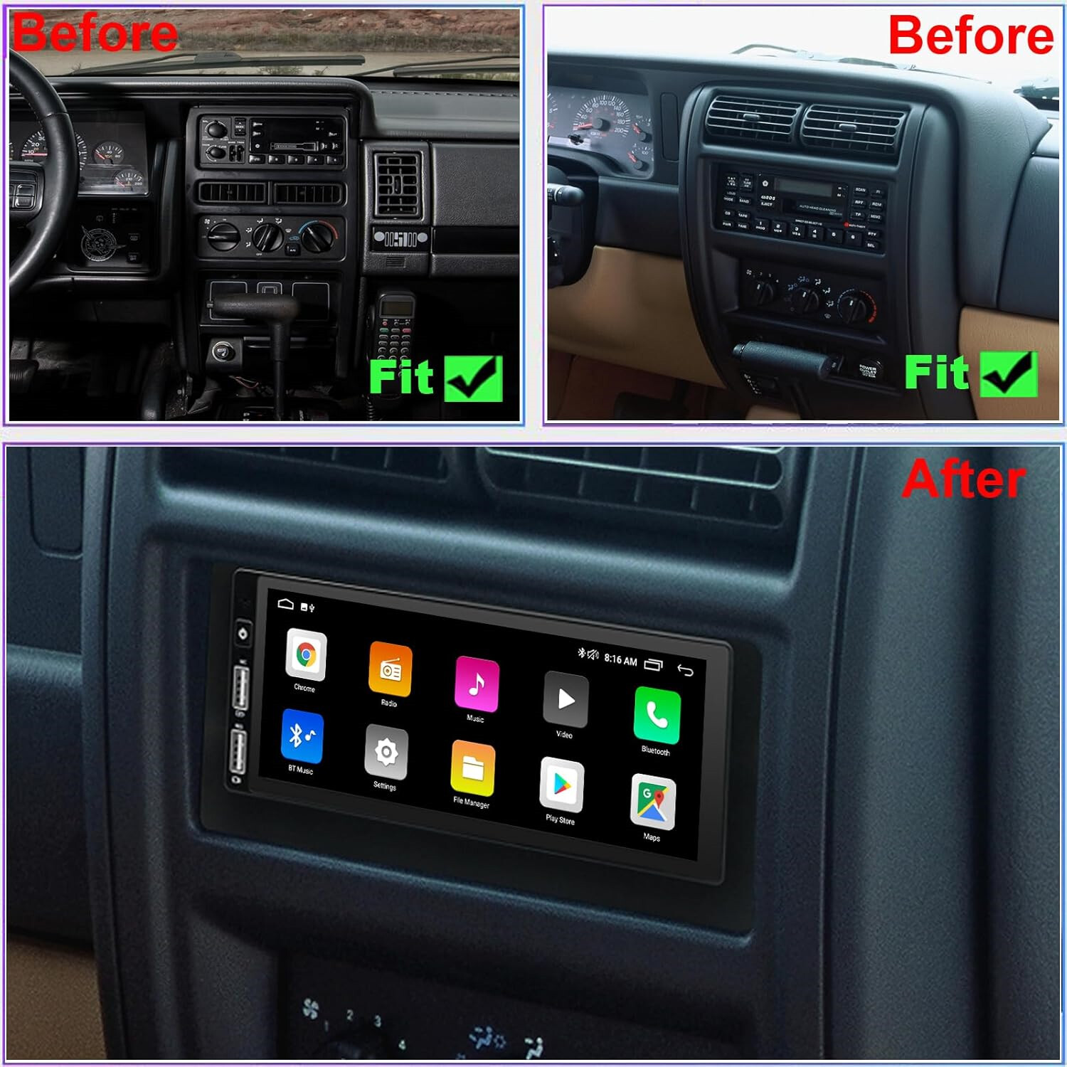 Carplay Car Stereo Radio Android 13 GPS For 1994–2002 Dodge Ram 1500-3500