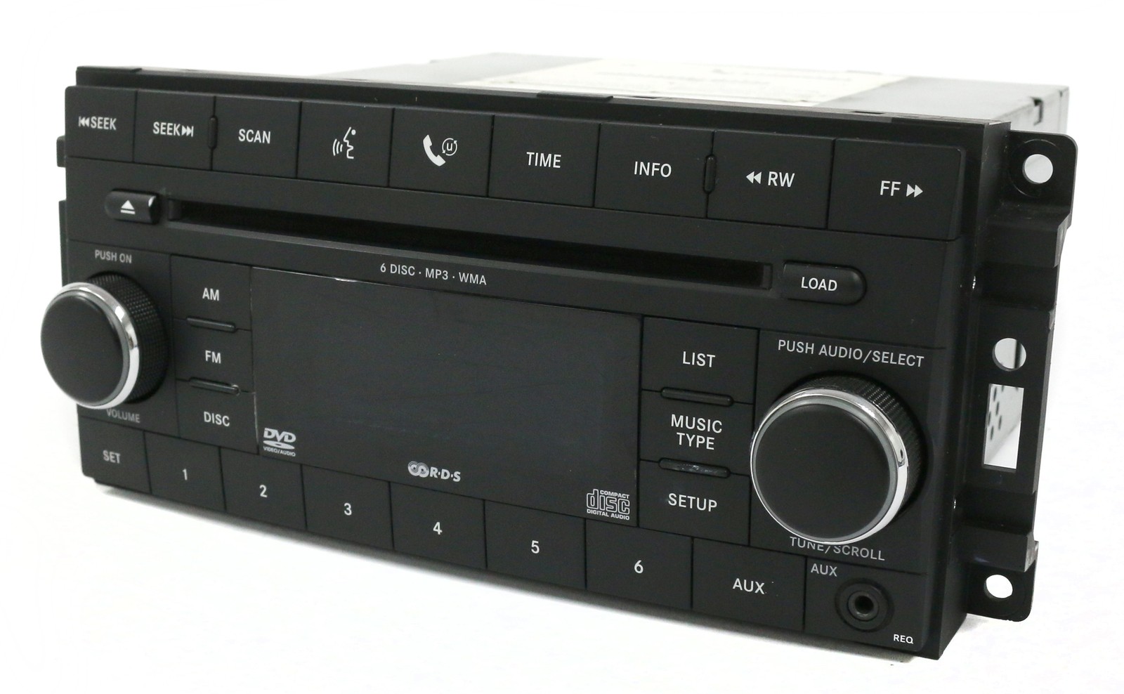 2008-2011 Dodge Dakota AM FM 6 Disc CD DVD Player w Aux Part 05064923AE Face REQ