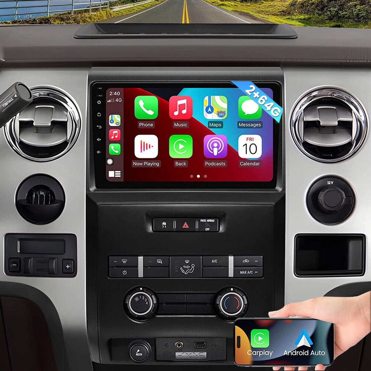 9″ Pantalla Para Ford F150 2009-2014 Apple Carplay Radio de coche estéreo+Cámara