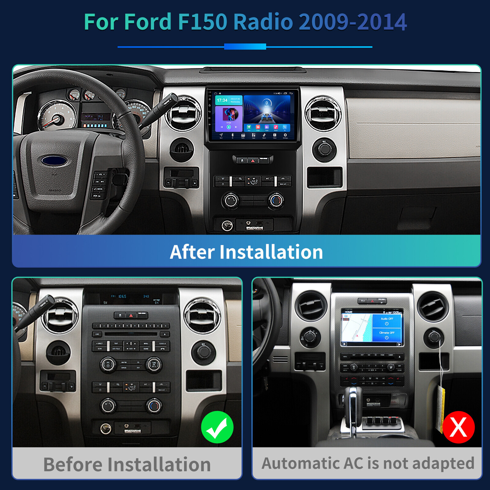 Car touch Stereo Radio BT FM GPS Navi For Ford F150 2009-2014 Carplay Android 13