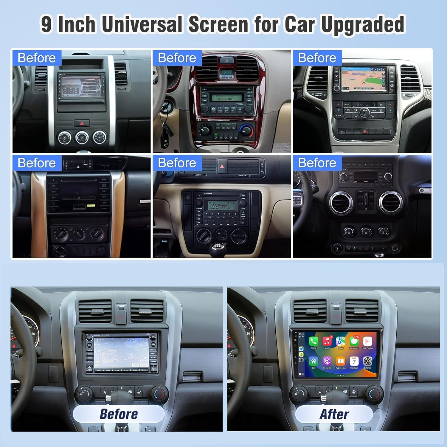 9″ Android 14 Head Unit Car Radio Stereo In dash Car Play GPS 4GB+64GB 8Core DSP