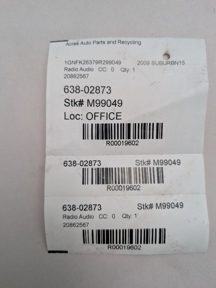 Audio Equipment Radio Opt Uvb ID 20807044 Fits 08-09 TAHOE 19602
