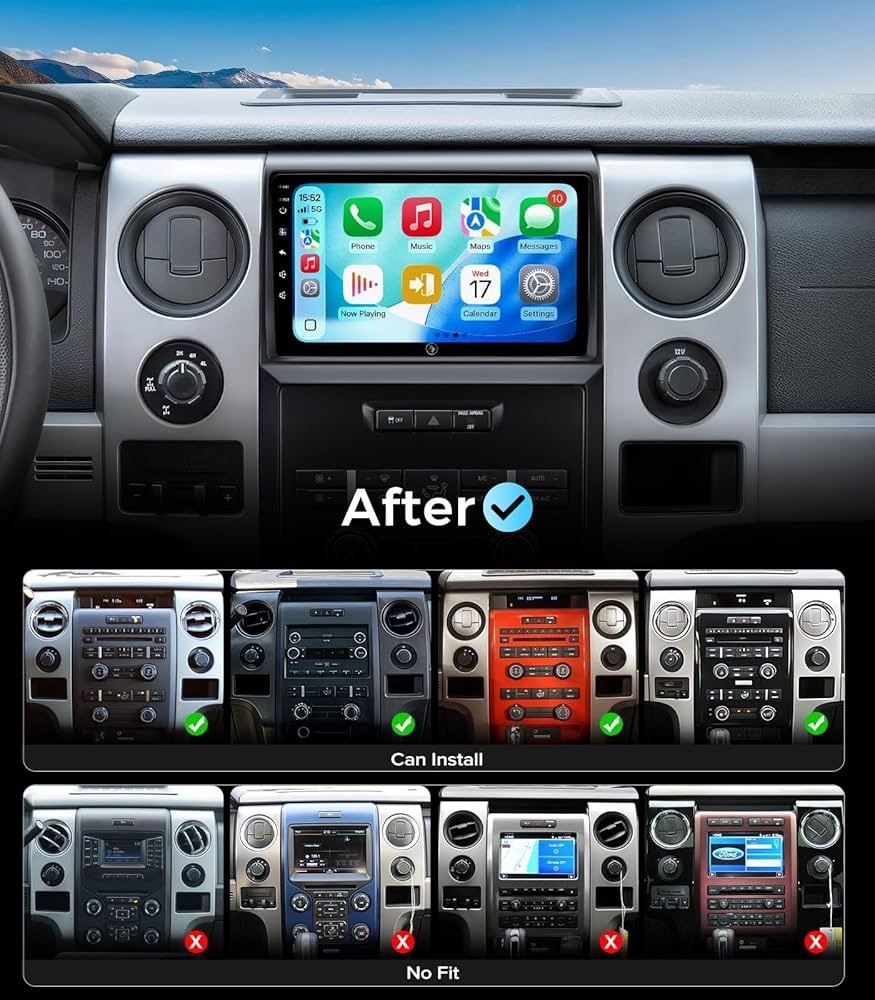9 Inch QLED Linux Car Stereo Radio for Ford F150 2009-2012 Wireless CarPlay