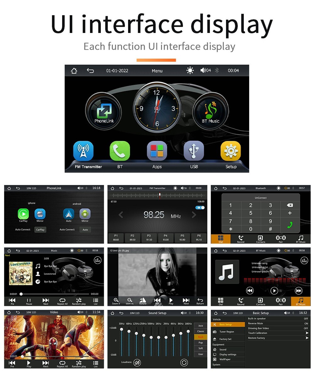 9Inch Car Stereo MP5 Player For Wireless Carplay/Android Auto BT 5.0 Mirror link