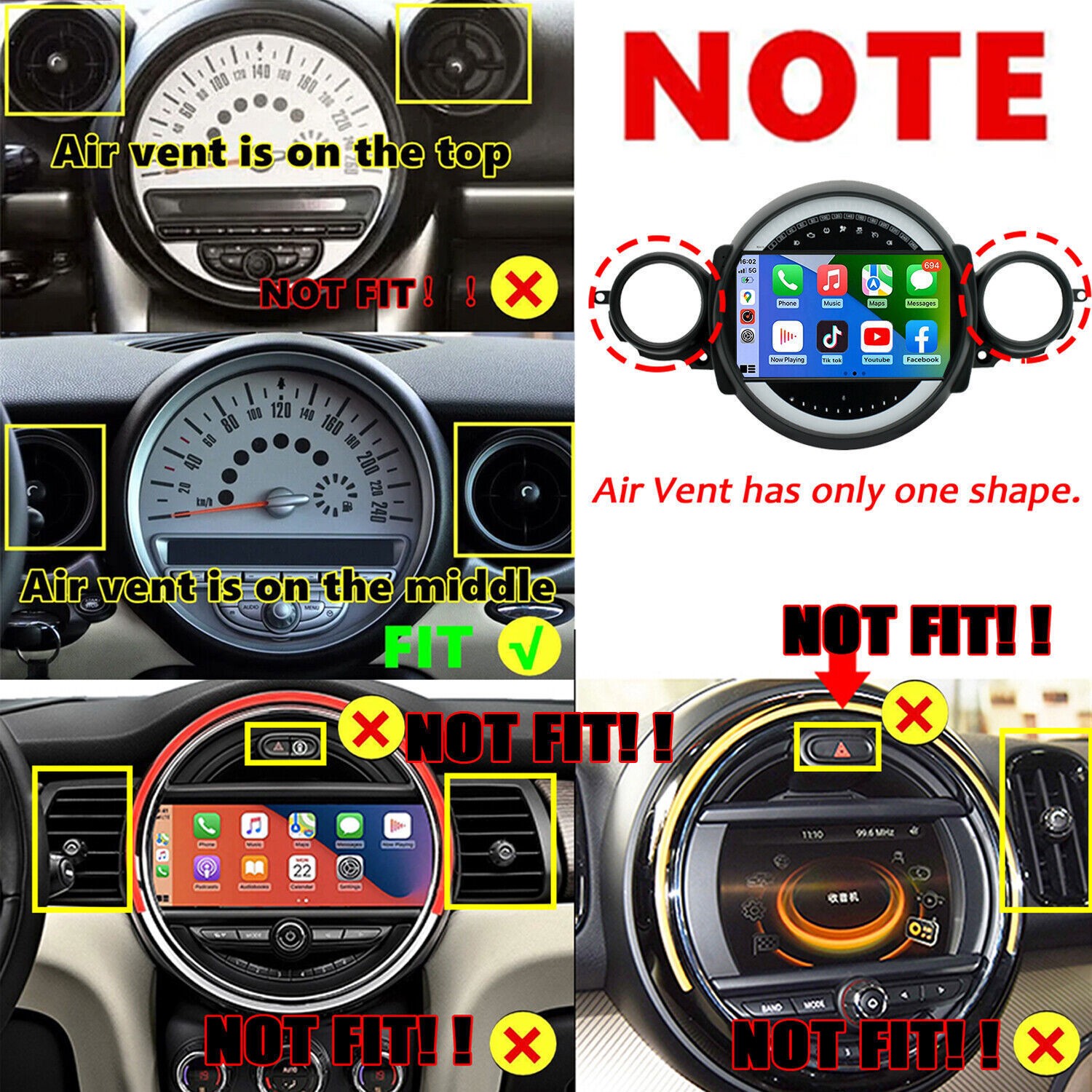 For 2007-2014 BMW Mini Cooper R56 R60 9″ Apple Carplay Radio Android 15 GPS AHD
