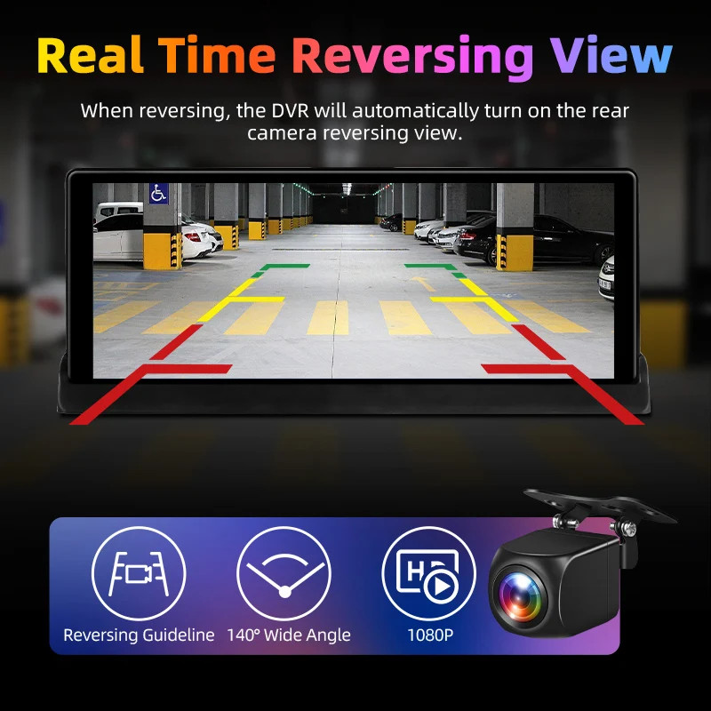 10.26 inch UHD Car DVR 4K Dashcam WirelessCarPlay/Android Auto 5G WiFi Dashboard