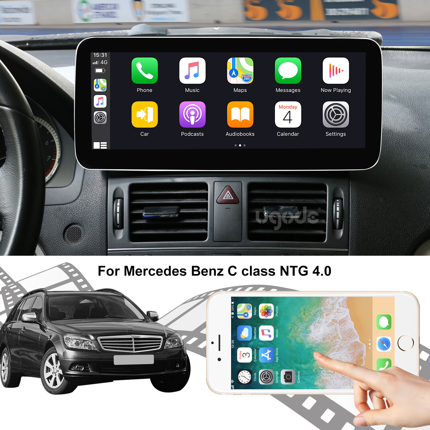 12.3in W204 Android13 Screen Display Multimedia GPS Mercedes Benz C 2007-2010