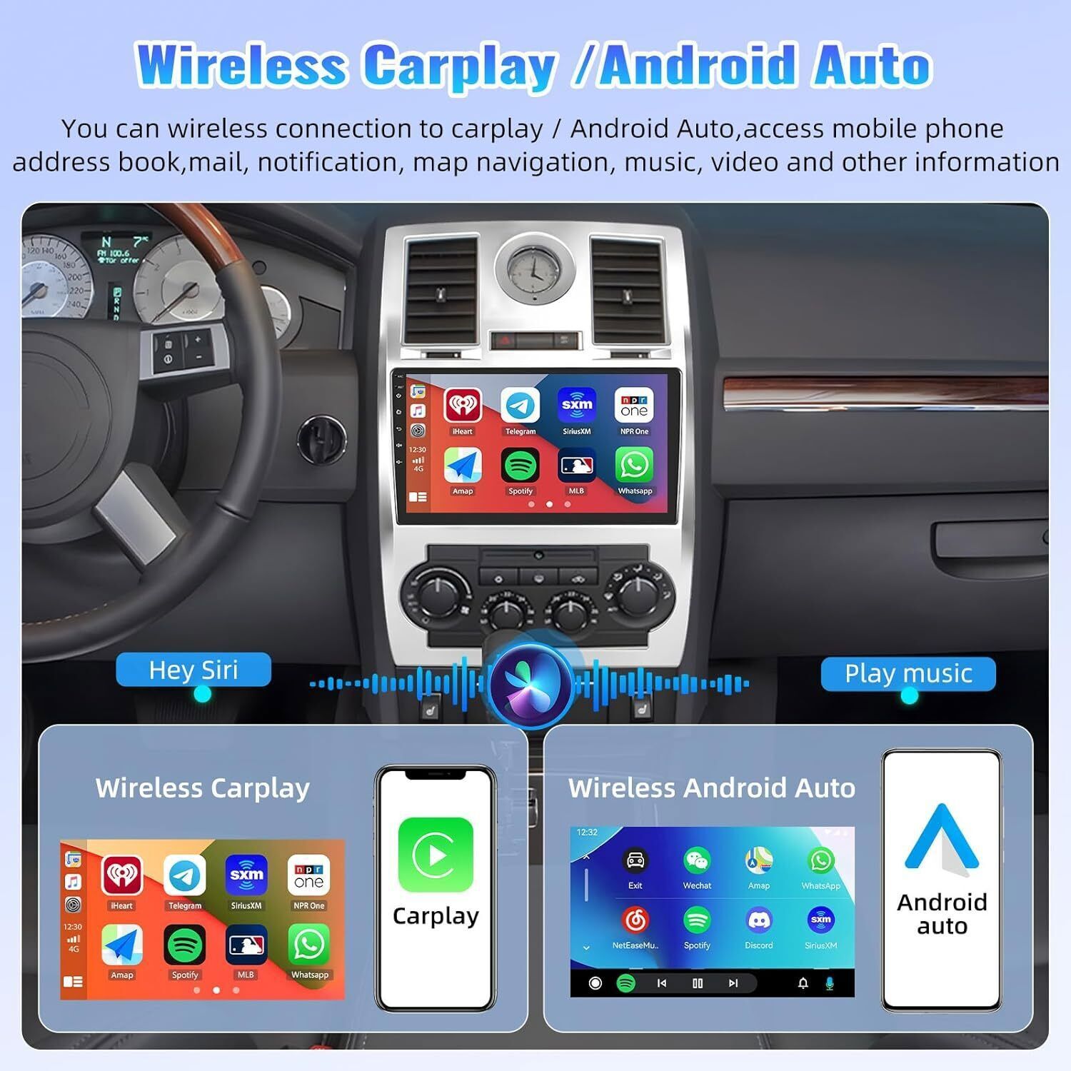 For Chrysler 300C 2005-2010 Car Radio Stereo Android 12 Carplay GPS Navi Player
