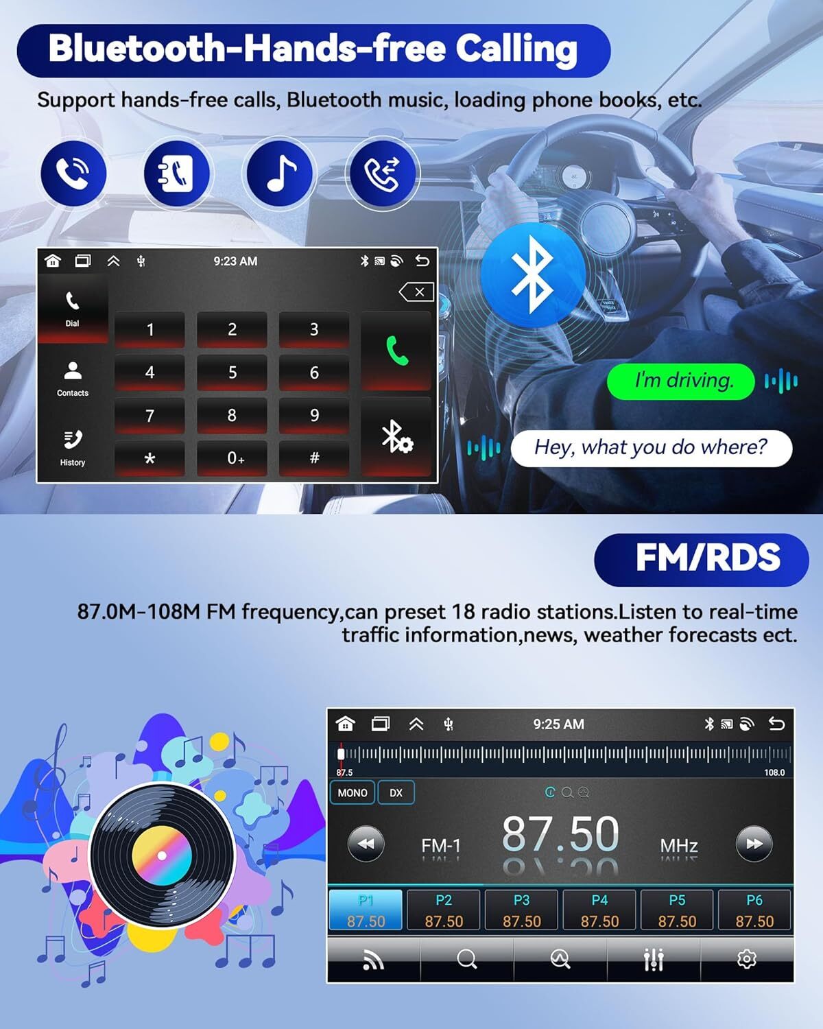 9” Car Radio Stereo GPS WiFi BT For Honda Fit Jazz 2006-2008 Carplay Android 14