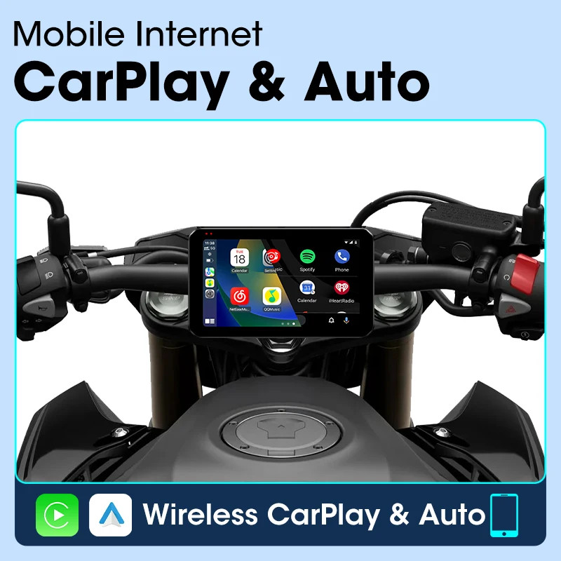 5.5 inch Carplay For Motorcycle 2K HD DVR GPS Navigation Wireless Android Auto