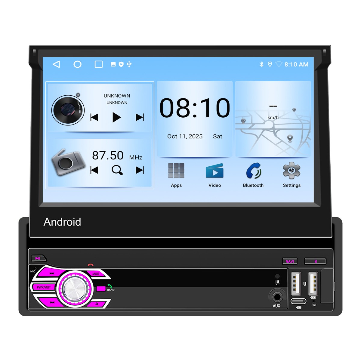 Universal 1DIN Android Car Radio Bluetooth GPS Sat Nav USB DAB+ CarPlay WIFI 64GB