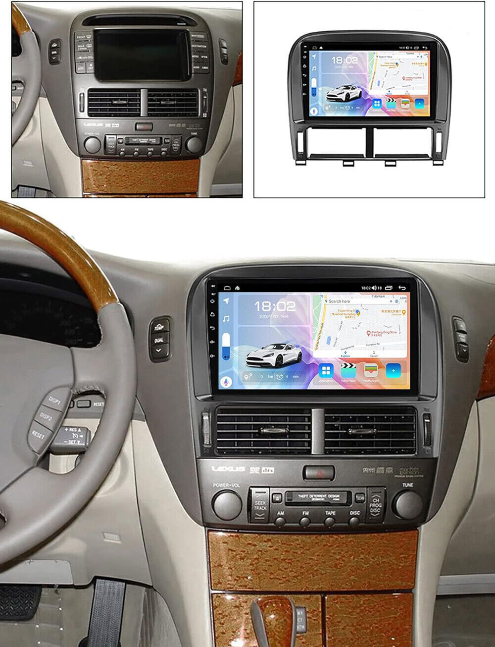 For 2001-2006 Lexus LS430 Carplay Car Radio Stereo Android 13 GPS NAVI WiFi +CAM