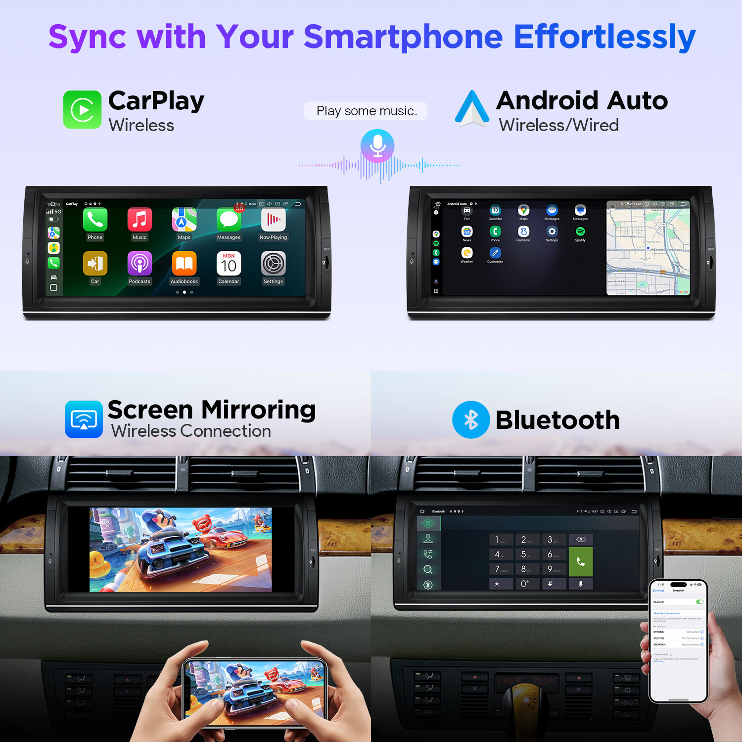 10.25″ QLED Android 14 8-Core 8+256GB Car Stereo Radio GPS For BMW X5 E53 DTS 4K