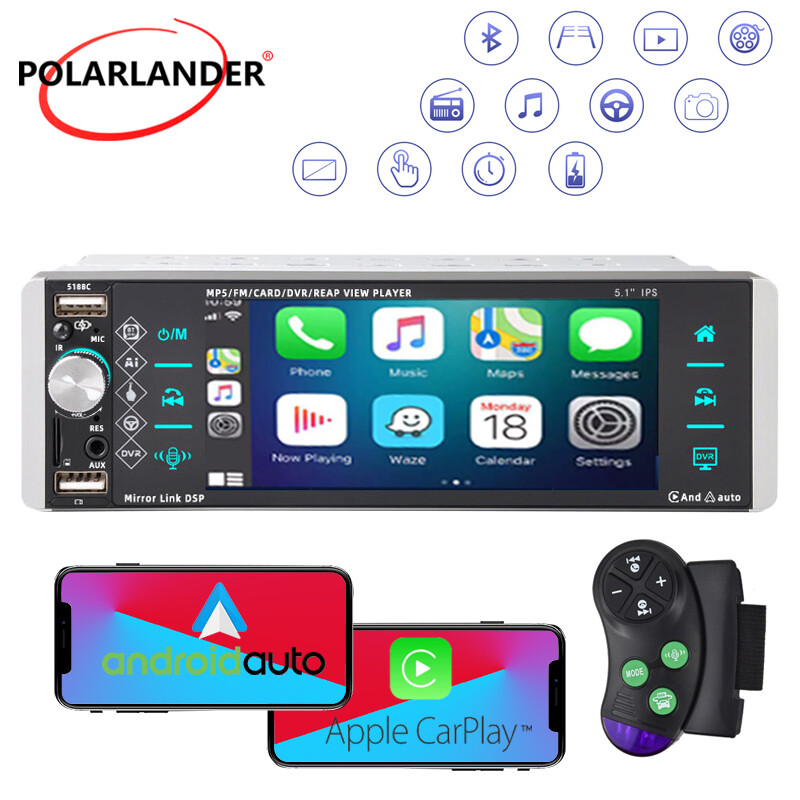 5.5″ Car Radio Stereo Andriod Auto Single1 Din BT wince Carplay IPS Touchscreen