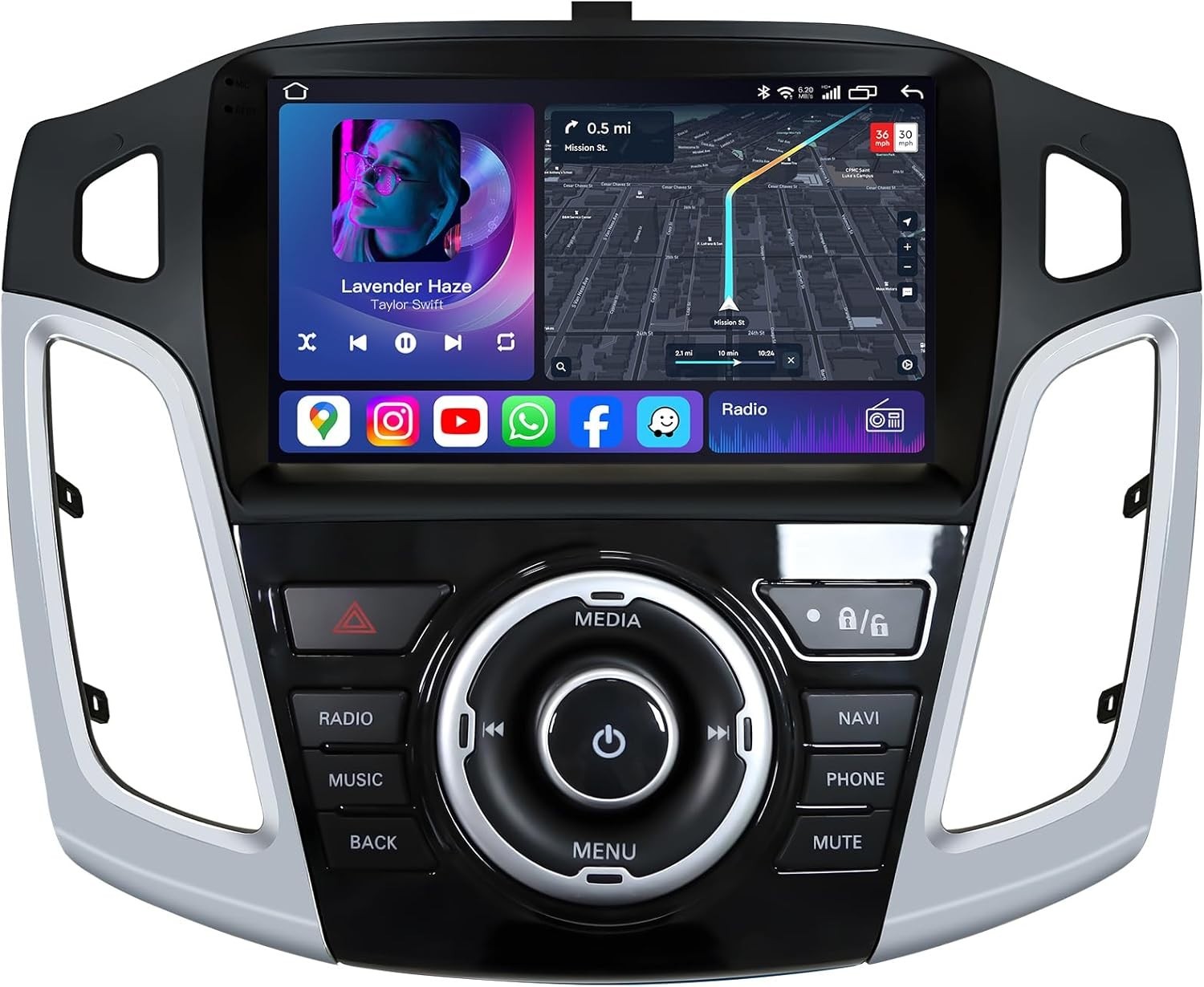 Ford Focus 2012-2018 Android 13 Car Stereo 9″ Touchscreen 4GB 64GB Wireless CarP