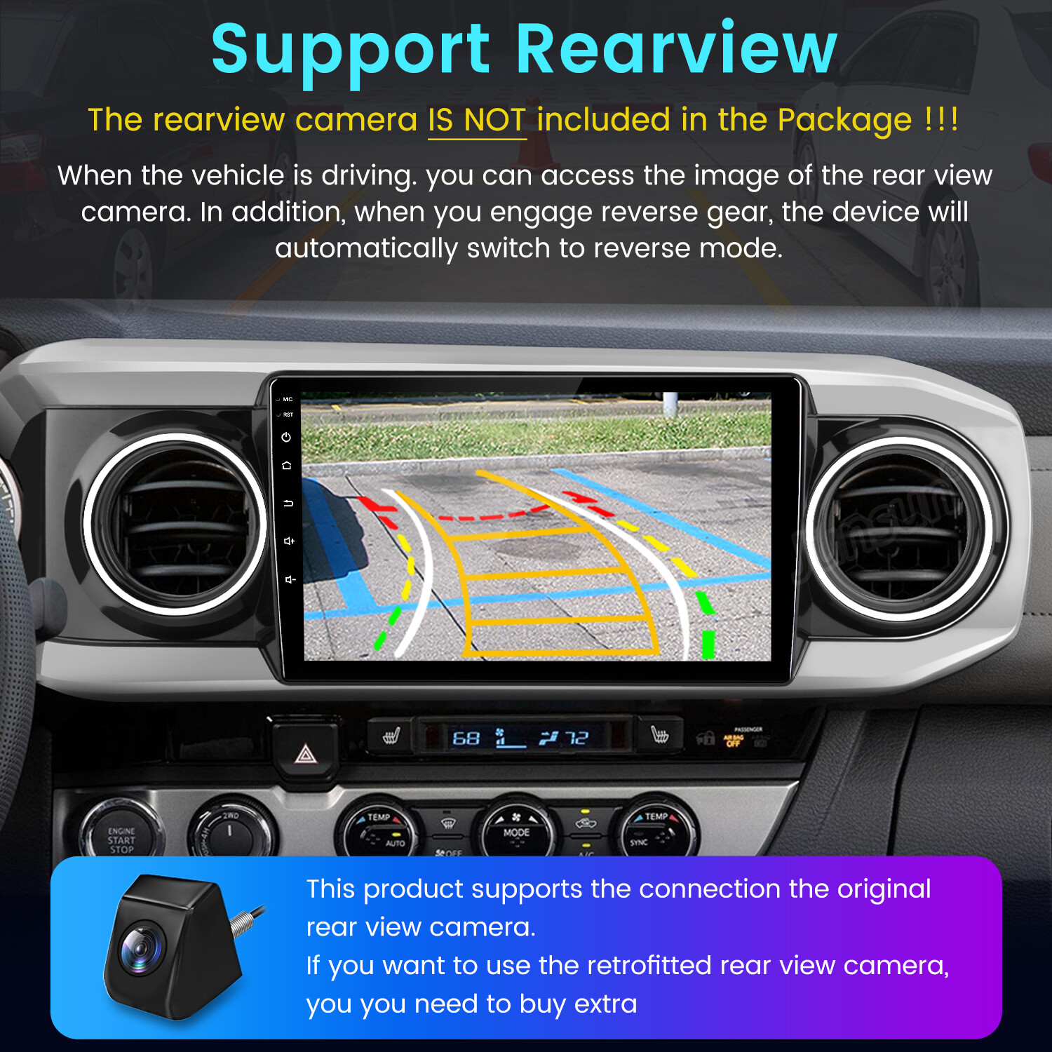 64G Android Car Stereo Radio For Toyota Tacoma 2016-2021 Carplay GPS Navi FM RDS