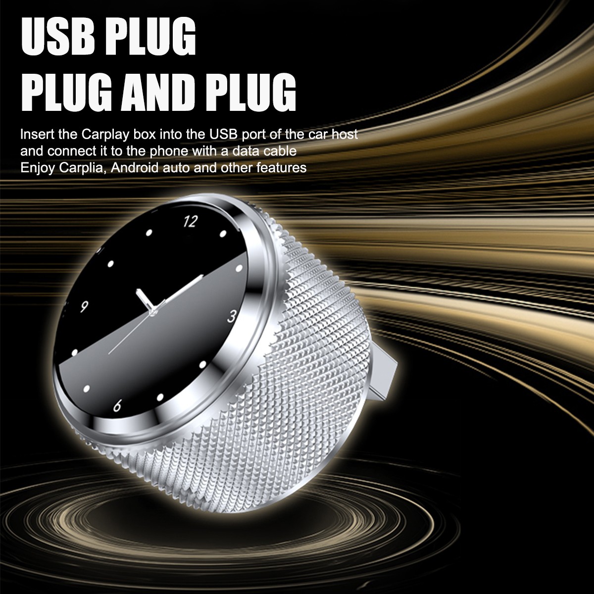 For iPhone Wireless Dongle Plug ＆ Play USB Auto Wireless CarPlay Adapter 2 in 1