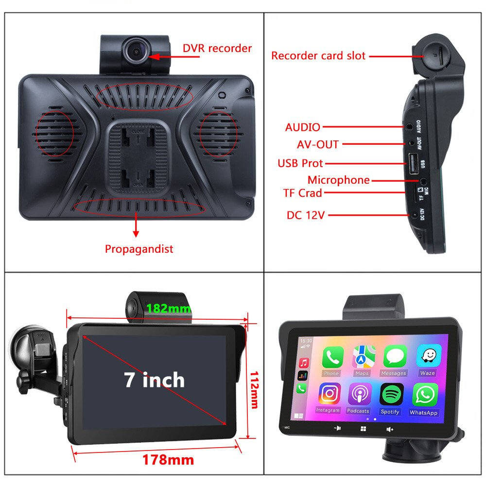 Radio Bluetooth Car Stereo Touch Screen For Apple Carplay DVR MP5 Player FM USB