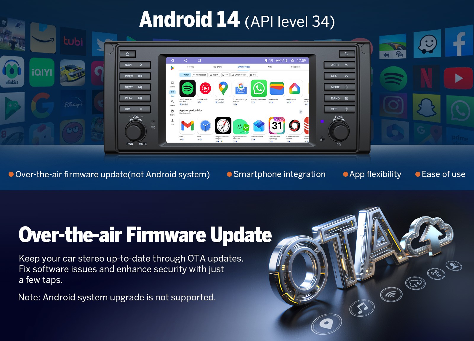 7″ QLED 6+64 Android 14 GPS Sat Nav Car Stereo CarPlay DSP for BMW E39 528i 530i