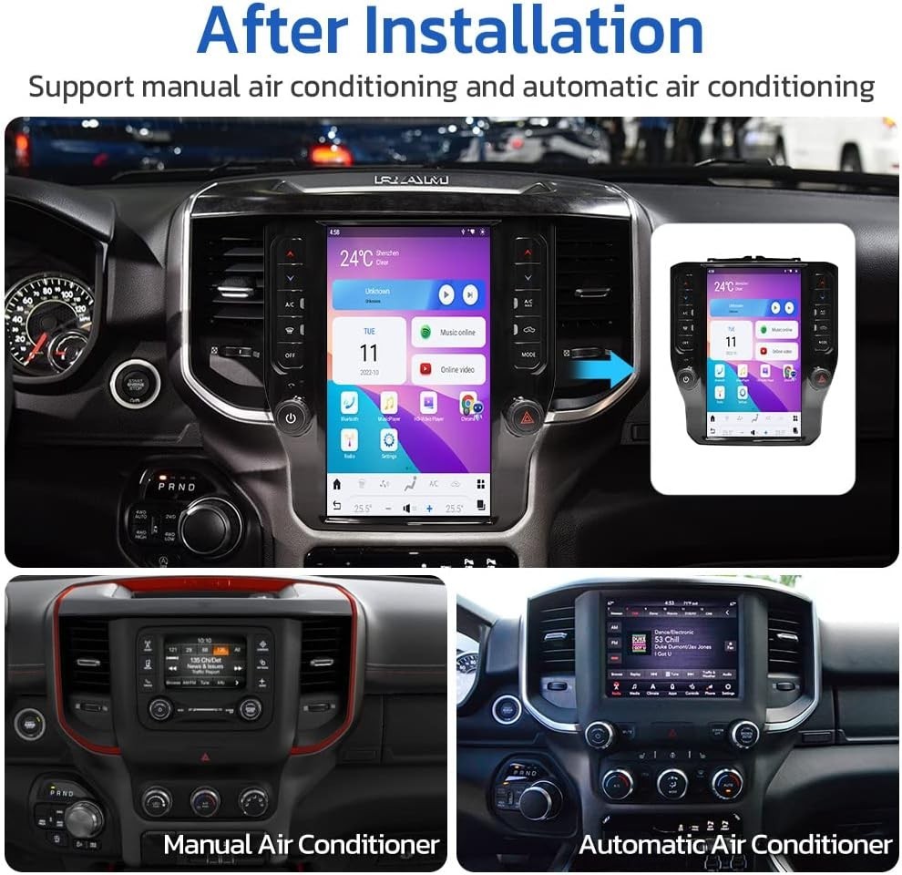 Car Radio for Dodge Ram 1500/2500/3500 (2019-2023) Stereo Upgrade 12 inch