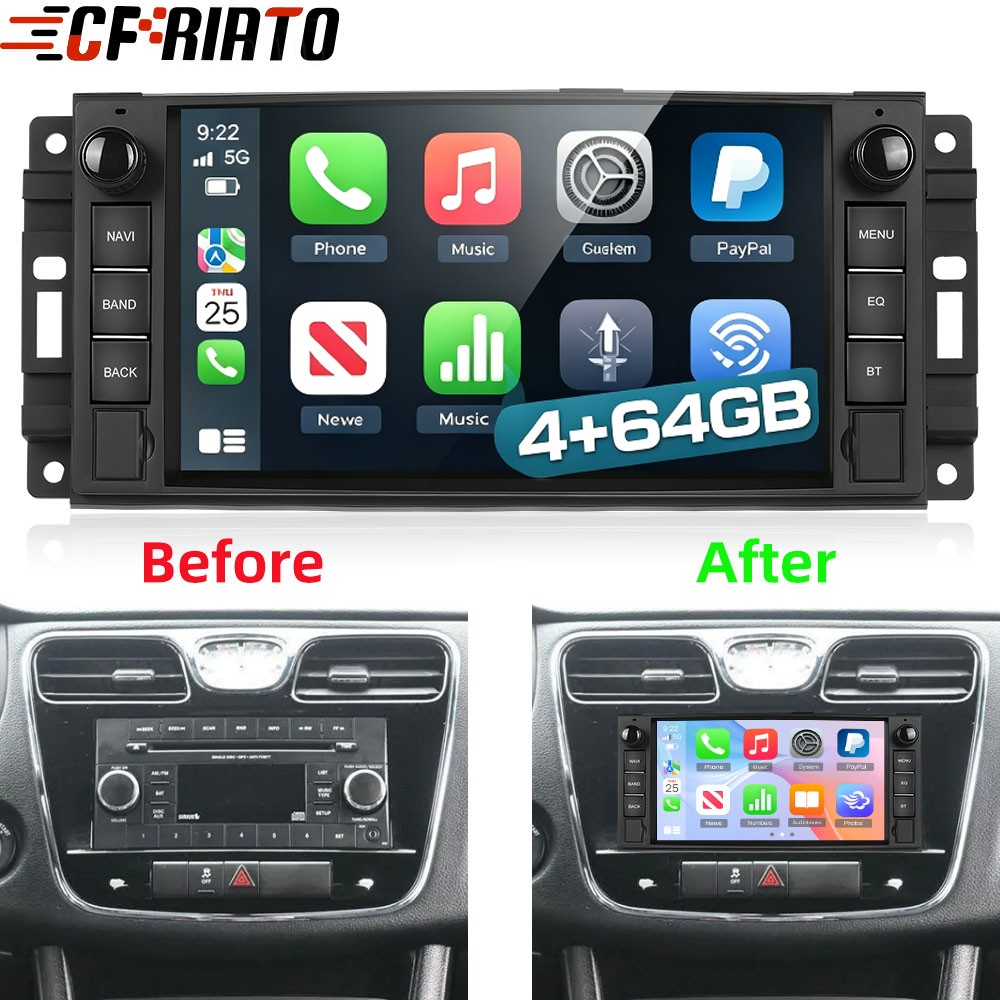 For 2011-2014 Chrysler 200 Apple CarPlay Android 15 Car Stereo Radio GPS 4+64GB