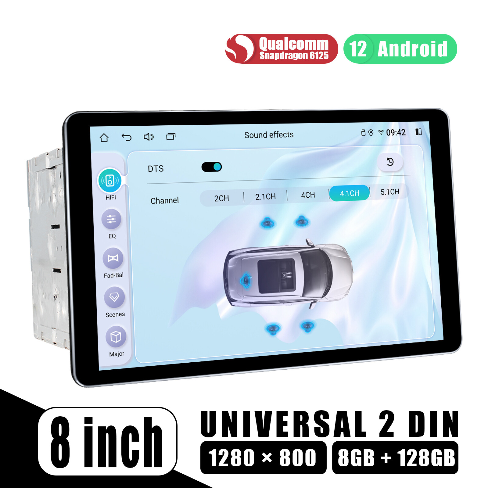 Joying 8″ Android 12 Double Din Car Stereo GPS Navi With Octa Core Kryo 260 CPU
