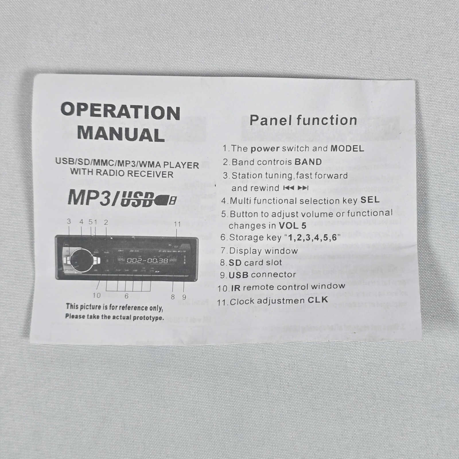 Car MP3 PLAYER USB SD Port FM Radio 60 Watts X 4 JDS-520 w/ Remote Open Box