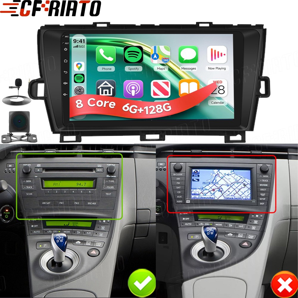6+128GB For Toyota Prius 2010-2015 Carplay Car Stereo Radio Android 15 GPS Navi