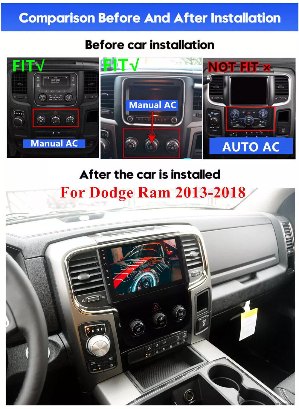 ANDROID 15.0 CARPLAY FOR 2014-2018 DODGE RAM 1500 2500 3500 CAR STEREO RADIO GPS