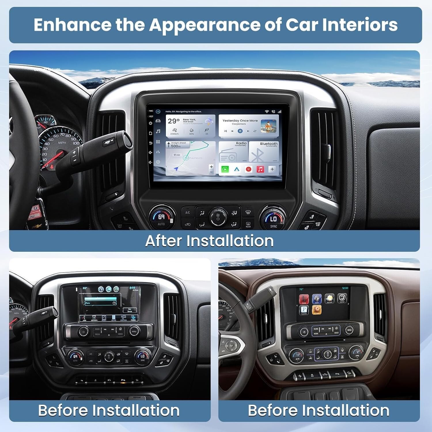 Car Radio Stereo Carplay For Chevrolet Silverado 4+64G 10in Car Stereo