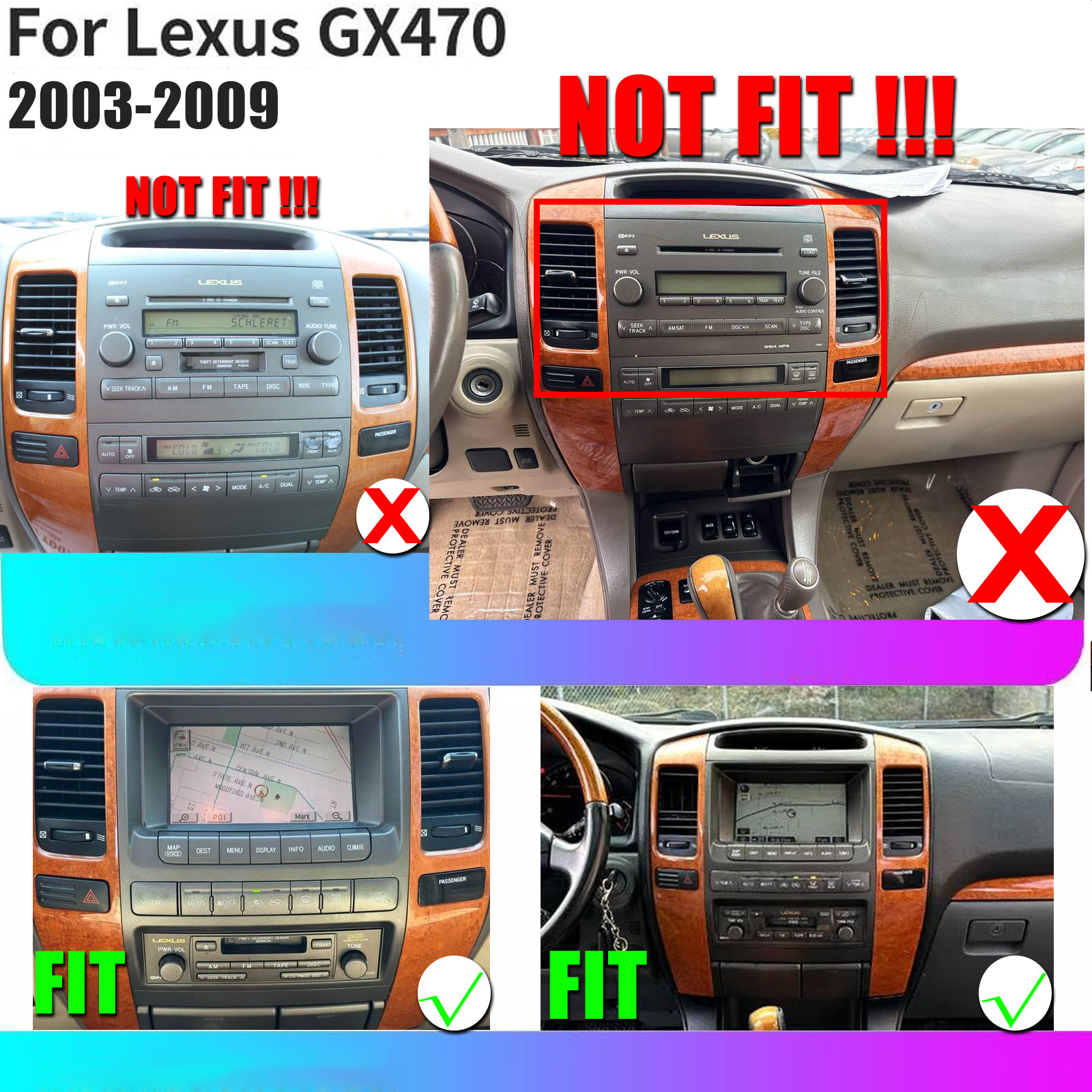 For 2003-2009 Lexus GX470 Car Radio Stereo Carplay 6+64G 9.7in BT +CAM