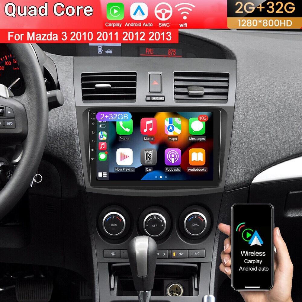For Mazda 3 2010-2013 Android 12 apple Carplay Car GPS Navi Stereo Radio WiFi BT