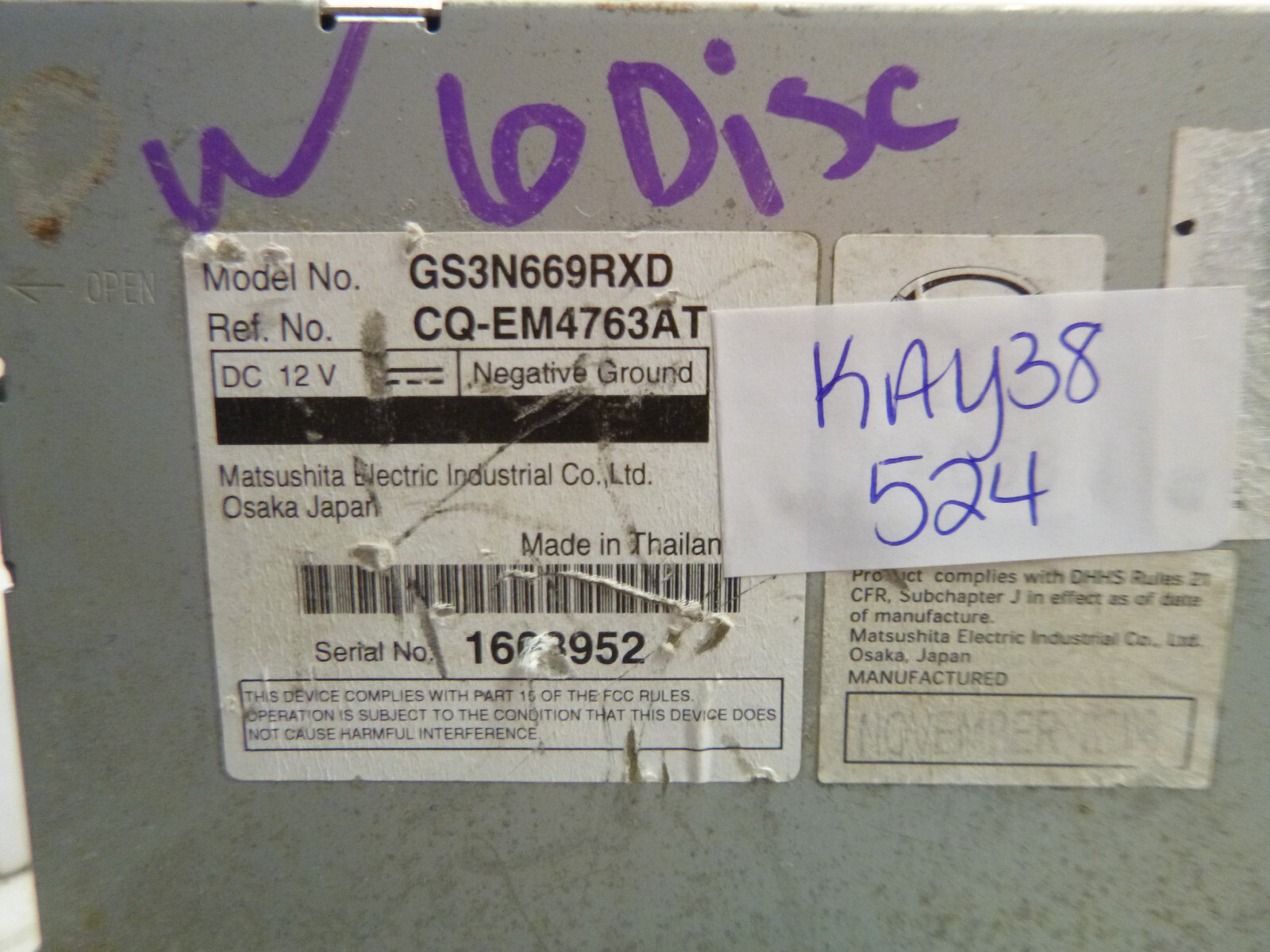 09 10 Mazda 6 Radio 6 Disc Cd Mp3 WMA Player GS3N669RXD KAY38