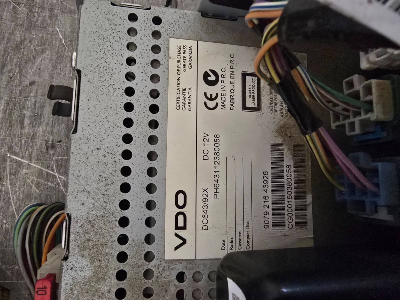 SUBARU FORESTER MK1 1997-02 CD RADIO HEAD UNIT 907921643926 VDO