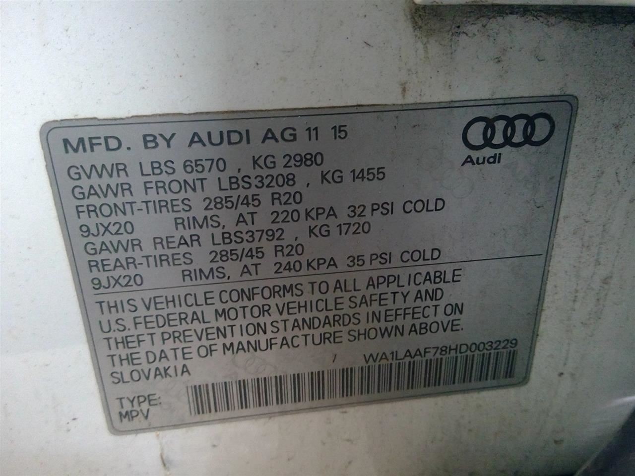 Info-GPS-TV Screen Display Dash Mounted Fits 17-19 AUDI Q7 6986635