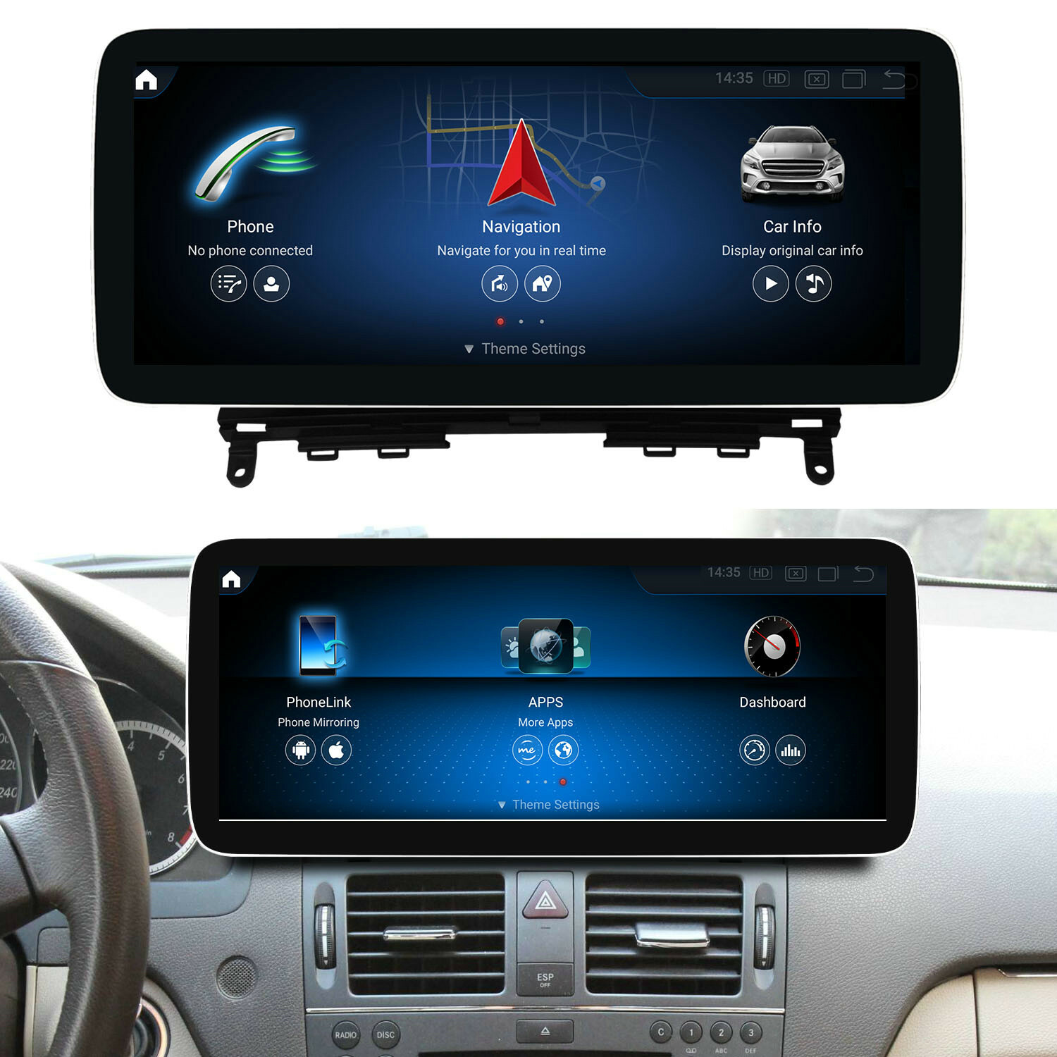 SMOONAVI 12.3” Mercedes Benz C W204 Screen 8+128G Android13 Carplay Autoradio
