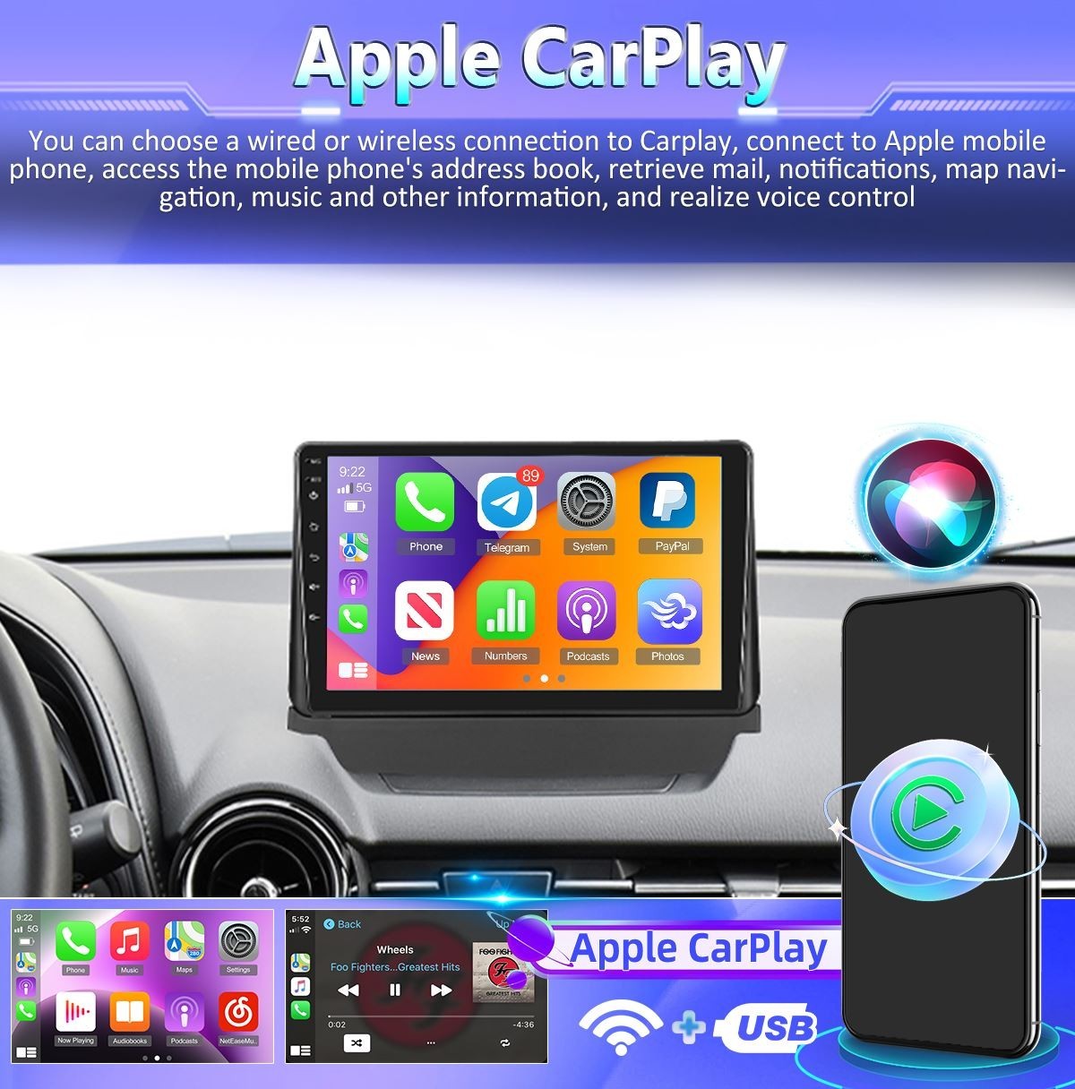 9”Android Apple CarPlay Auto 64G Head Unit Car radio For Mazda 2/CX-3 2016-2021