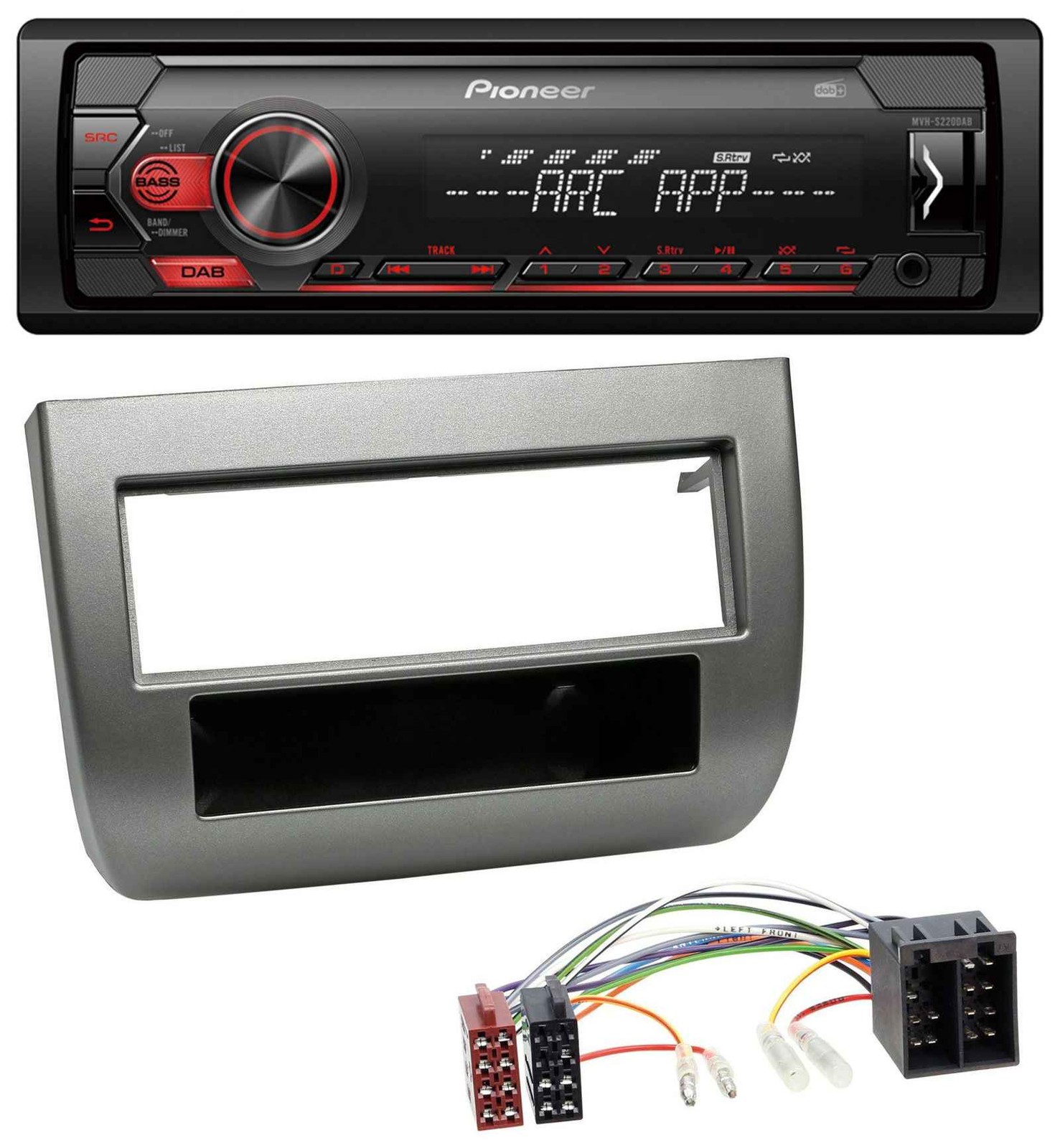 Pioneer DAB 1DIN MP3 AUX USB Car Stereo for Lancia Y 843 03-11 Dark Silver Metal