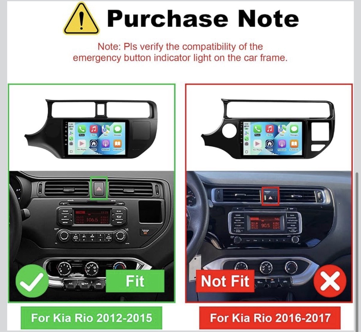 Carplay for Kia Rio 2012-2015 Android Auto Car Stereo Radio GPS Navi Head Unit