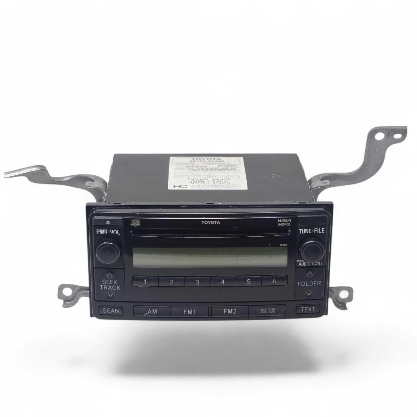 OEM 2007-2011 Toyota Yaris Radio CD Player MP3 WMA 86120-52490 Face 11807