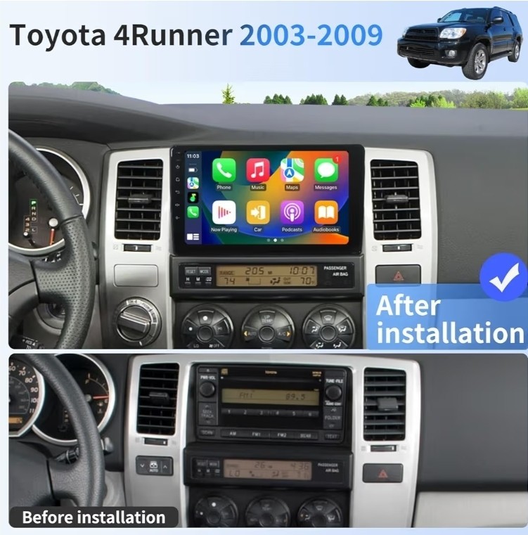 9-Inch Toyota 4Runner 2003-2009 Radio Stereo Upgrade Wireless Carplay Android Au